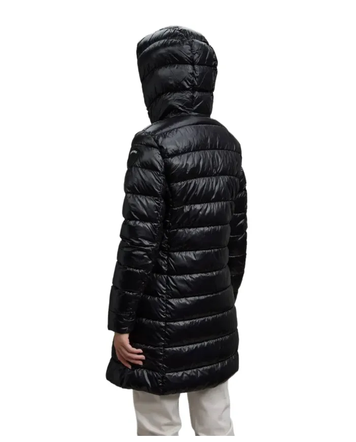 BLAUER Piumino Donna 25WBLDK02069-006648 ADELAIDE AI 25/26 lungo con cappuccio micro rip 999EI NERO int BEIGE