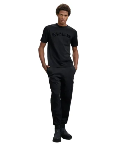 BLAUER T-shirt Uomo 25WBLUH02325-007332 DOWNEY AI 25/26 con maxi logo velluto camouflage 999 NERO