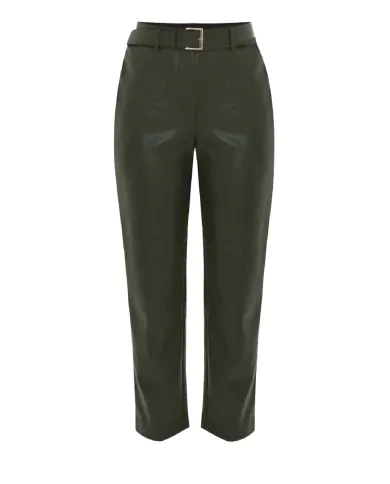 KOCCA Pantalone Donna A25PPF7381ABUN0000 MARITUSA AI 25/26 in ecopelle con cintura 50803 VERDE MILITARE