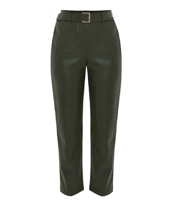 KOCCA Pantalone Donna A25PPF7381ABUN0000 MARITUSA AI 25/26 in ecopelle con cintura 50803 VERDE MILITARE