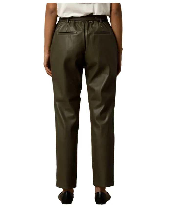 KOCCA Pantalone Donna A25PPF7381ABUN0000 MARITUSA AI 25/26 in ecopelle con cintura 50803 VERDE MILITARE