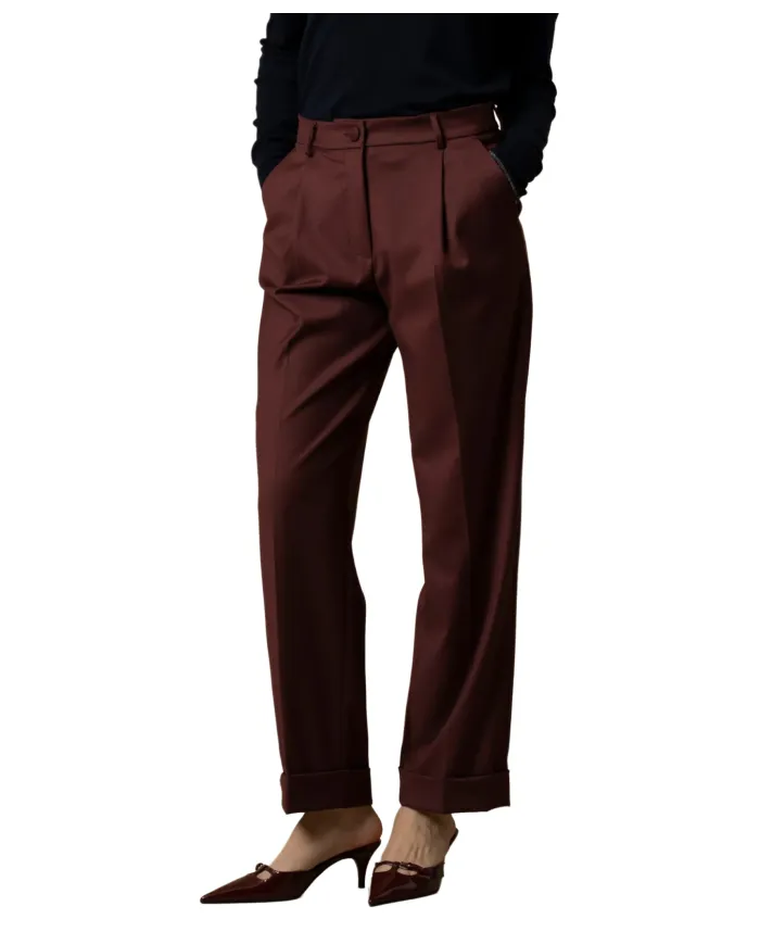 KOCCA Pantaloni Donna A25PPF7698ABUN2487 HATTILAS AI 25/26 viscosa stile dritto con pinces 83310 PRUGNA