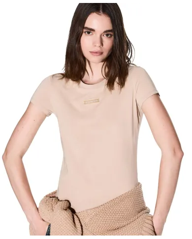 ARMANI EXCHANGE T-Shirt Donna XW001362AF16294 AI 25/26 manica corta con logo patch U1051 Sound sand
