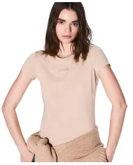 ARMANI EXCHANGE T-Shirt Donna XW001362AF16294 AI 25/26 manica corta con logo patch U1051 Sound sand