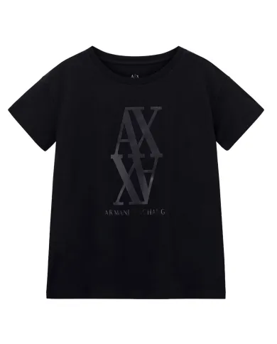 ARMANI EXCHANGE T-Shirt Donna XW001373AF10356 AI 25/26 regular fit con maxi logo frontale UC001 BLACK