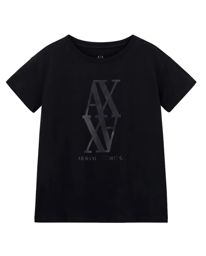 ARMANI EXCHANGE T-Shirt Donna XW001373AF10356 AI 25/26 regular fit con maxi logo frontale UC001 BLACK