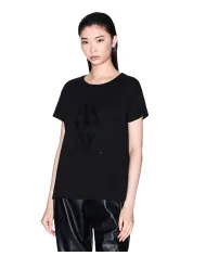 ARMANI EXCHANGE T-Shirt Donna XW001373AF10356 AI 25/26 regular fit con maxi logo frontale UC001 BLACK