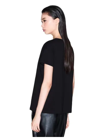 ARMANI EXCHANGE T-Shirt Donna XW001373AF10356 AI 25/26 regular fit con maxi logo frontale UC001 BLACK