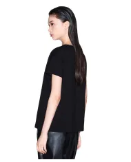 ARMANI EXCHANGE T-Shirt Donna XW001373AF10356 AI 25/26 regular fit con maxi logo frontale UC001 BLACK