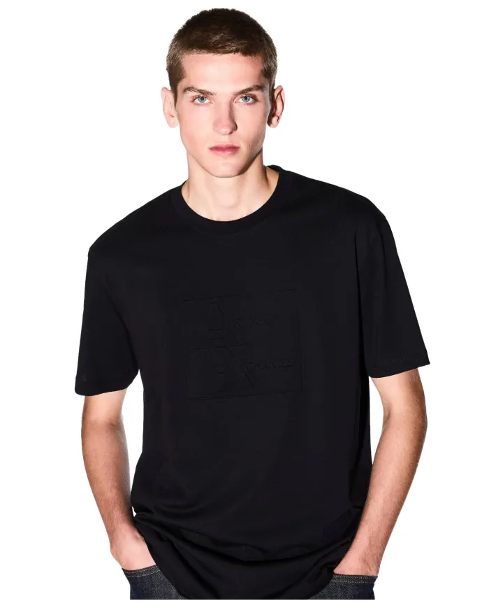 ARMANI EXCHANGE T-Shirt Uomo XM001454AF10361 AI 25/26 regular con logo a rilievo UC001 BLACK