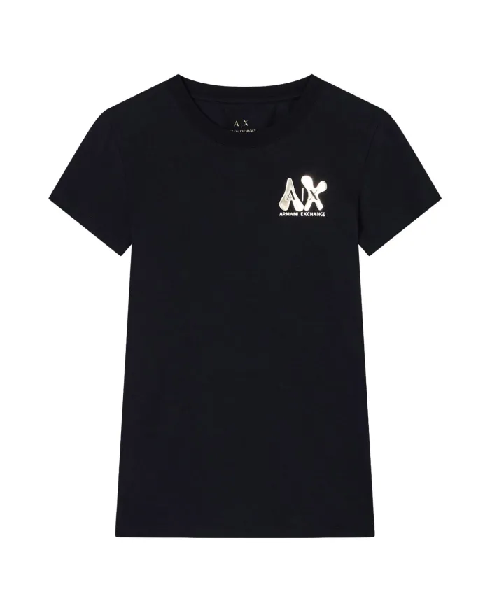 ARMANI EXCHANGE T-Shirt Donna XW001347AF17173 AI 25/26 slim fit con logo dorato UC001 BLACK