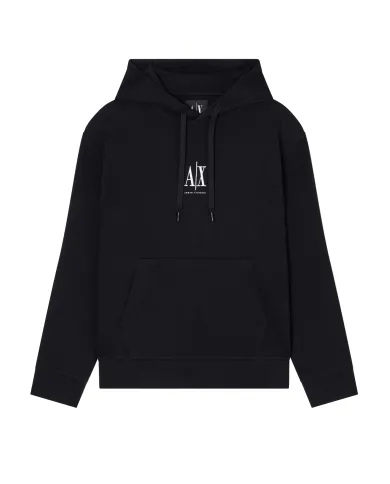 ARMANI EXCHANGE Felpa Uomo XM000369 AF10818 AI 25/26 cotone regular con cappuccio UC001 BLACK
