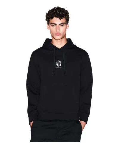 ARMANI EXCHANGE Felpa Uomo XM000369 AF10818 AI 25/26 cotone regular con cappuccio UC001 BLACK