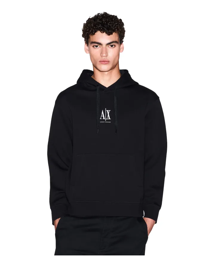 ARMANI EXCHANGE Felpa Uomo XM000369 AF10818 AI 25/26 cotone regular con cappuccio UC001 BLACK