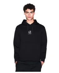 ARMANI EXCHANGE Felpa Uomo XM000369 AF10818 AI 25/26 cotone regular con cappuccio UC001 BLACK