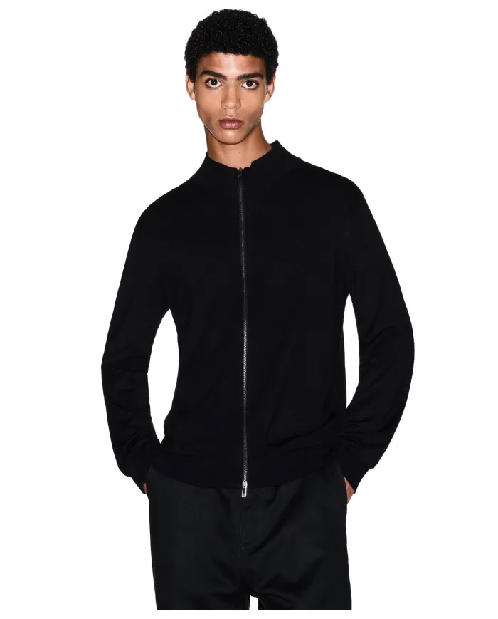 ARMANI EXCHANGE Cardigan Uomo XM001279AF10454 AI 25/26 a collo alto e zip UC001 BLACK