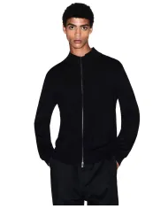 ARMANI EXCHANGE Cardigan Uomo XM001279AF10454 AI 25/26 a collo alto e zip UC001 BLACK