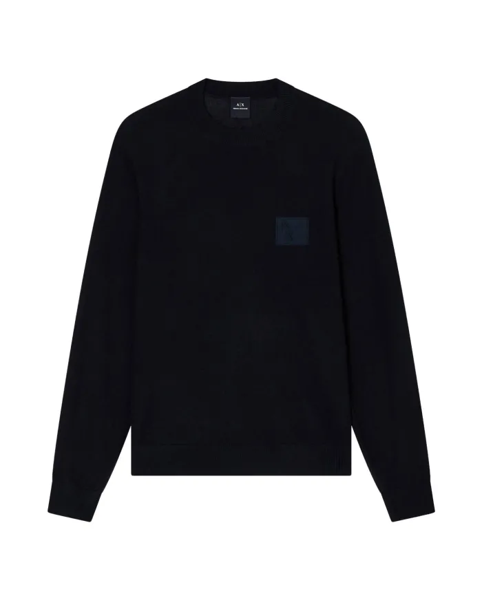 ARMANI EXCHANGE Maglia Uomo XM001329AF11982 AI 25/26 girocollo con mini logo patch UC001 BLACK