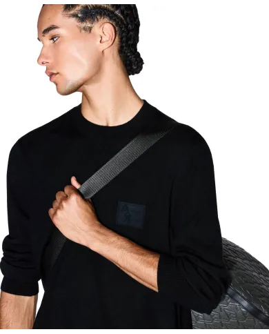 ARMANI EXCHANGE Maglia Uomo XM001329AF11982 AI 25/26 girocollo con mini logo patch UC001 BLACK