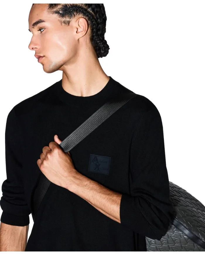 ARMANI EXCHANGE Maglia Uomo XM001329AF11982 AI 25/26 girocollo con mini logo patch UC001 BLACK