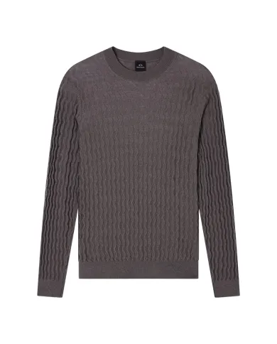 ARMANI EXCHANGE Maglia Uomo XM001560AF11982 AI 25/26 con texture ondulata F8034 DARK GULL