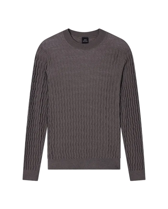 ARMANI EXCHANGE Maglia Uomo XM001560AF11982 AI 25/26 con texture ondulata F8034 DARK GULL