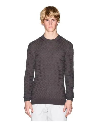 ARMANI EXCHANGE Maglia Uomo XM001560AF11982 AI 25/26 con texture ondulata F8034 DARK GULL