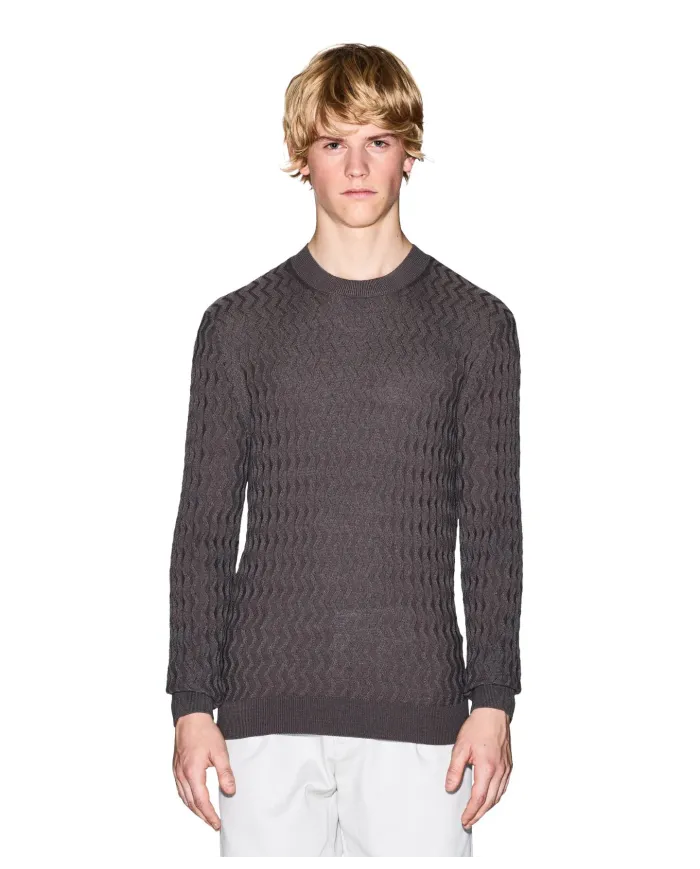 ARMANI EXCHANGE Maglia Uomo XM001560AF11982 AI 25/26 con texture ondulata F8034 DARK GULL