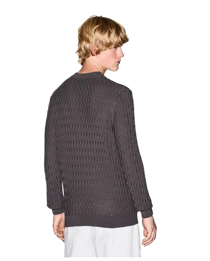 ARMANI EXCHANGE Maglia Uomo XM001560AF11982 AI 25/26 con texture ondulata F8034 DARK GULL