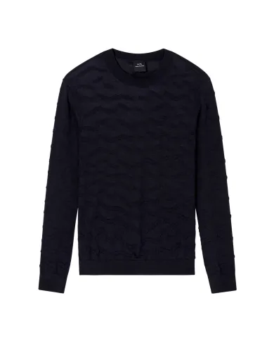 ARMANI EXCHANGE Maglia Uomo XM001560AF11982 AI 25/26 con texture ondulata FB065 DEEP NAVY