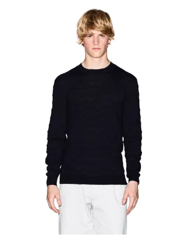 ARMANI EXCHANGE Maglia Uomo XM001560AF11982 AI 25/26 con texture ondulata FB065 DEEP NAVY