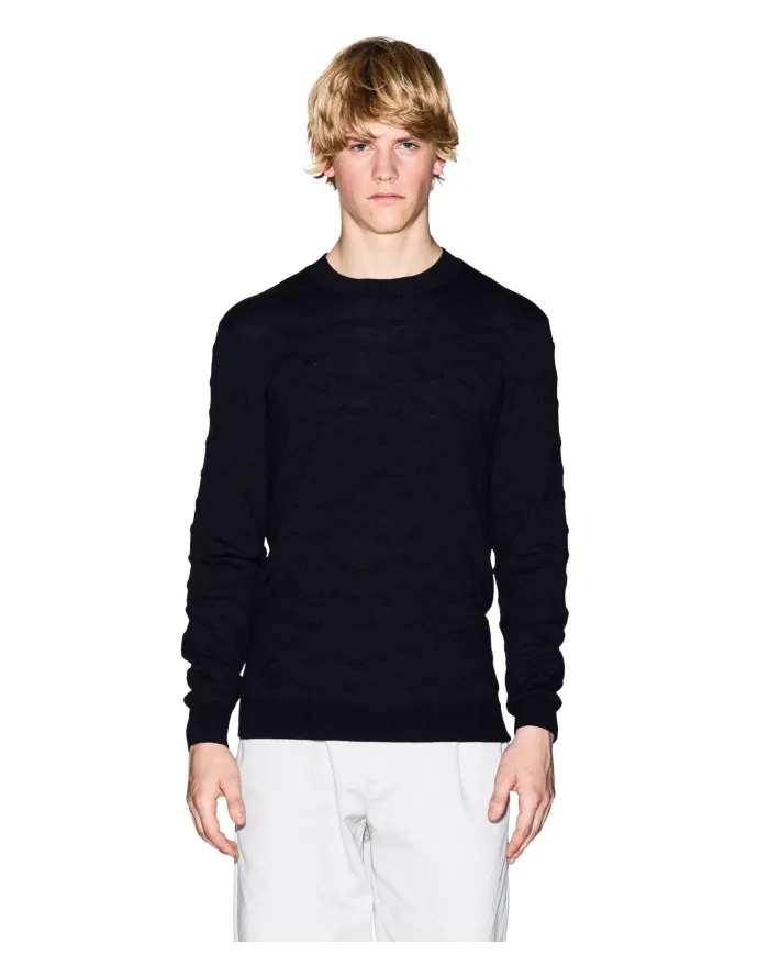 ARMANI EXCHANGE Maglia Uomo XM001560AF11982 AI 25/26 con texture ondulata FB065 DEEP NAVY