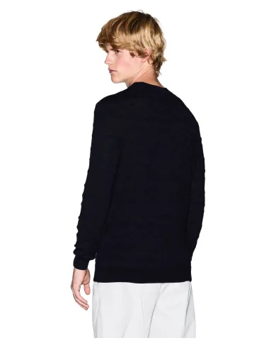 ARMANI EXCHANGE Maglia Uomo XM001560AF11982 AI 25/26 con texture ondulata FB065 DEEP NAVY