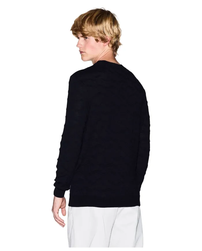 ARMANI EXCHANGE Maglia Uomo XM001560AF11982 AI 25/26 con texture ondulata FB065 DEEP NAVY