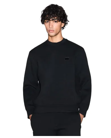 ARMANI EXCHANGE Felpa Uomo XM001888 AF18746 AI 25/26 a girocollo con patch logo UC001 BLACK