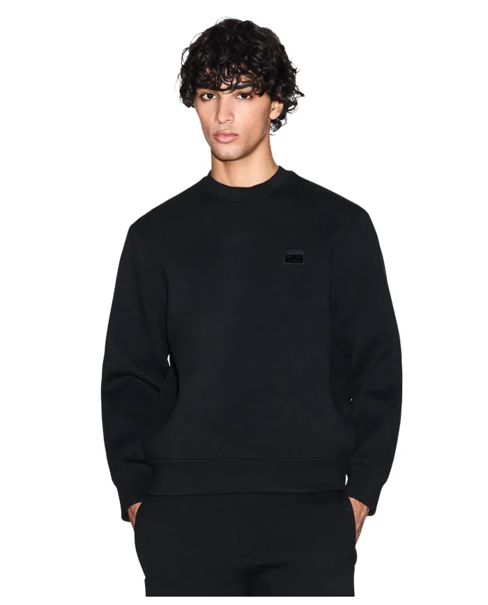 ARMANI EXCHANGE Felpa Uomo XM001888 AF18746 AI 25/26 a girocollo con patch logo UC001 BLACK
