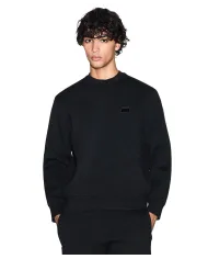 ARMANI EXCHANGE Felpa Uomo XM001888 AF18746 AI 25/26 a girocollo con patch logo UC001 BLACK