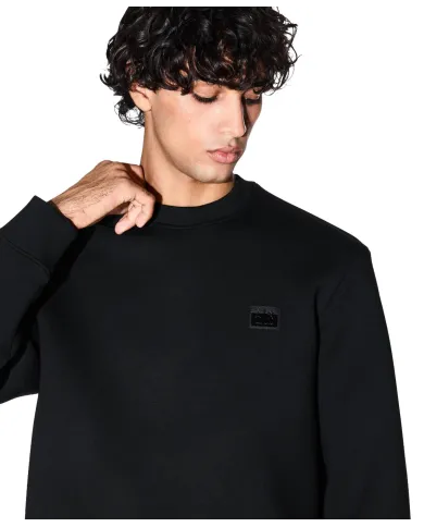 ARMANI EXCHANGE Felpa Uomo XM001888 AF18746 AI 25/26 a girocollo con patch logo UC001 BLACK