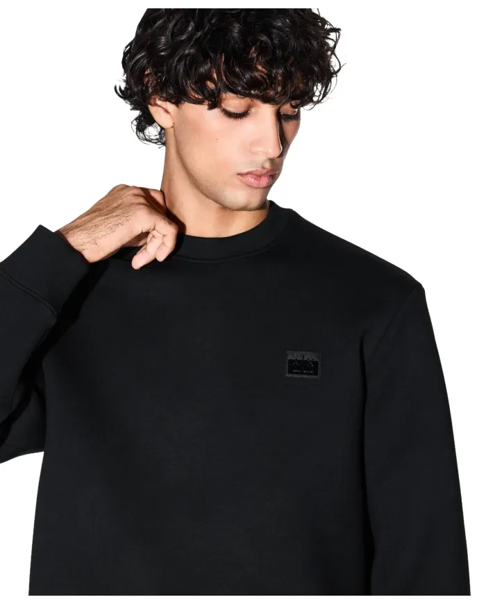 ARMANI EXCHANGE Felpa Uomo XM001888 AF18746 AI 25/26 a girocollo con patch logo UC001 BLACK