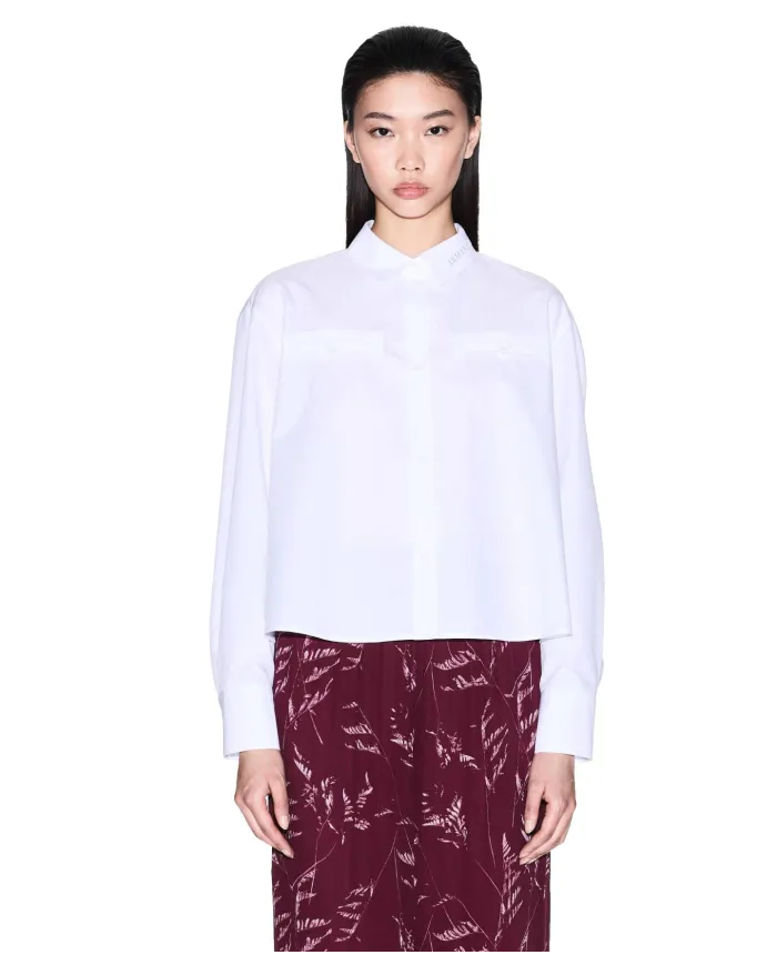 ARMANI EXCHANGE Camicia Donna XW000668AF15983 AI 25/26 cropped con colletto classico U0002 Optic White