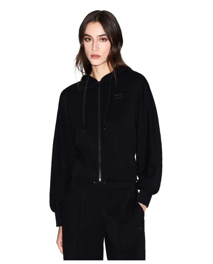 ARMANI EXCHANGE Felpa Donna XW000802 AF16111 AI 25/26 cotone con cappuccio UC001 BLACK