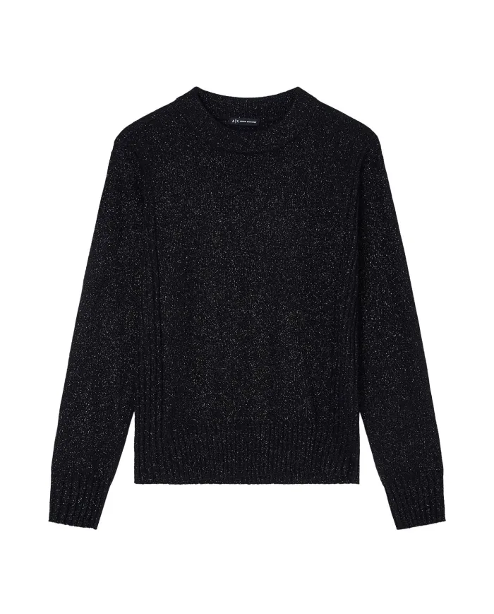 ARMANI EXCHANGE Maglia Donna XW001164AF16181 AI 25/26 regular fit con dettagli lurex MC026 Black/ Silver