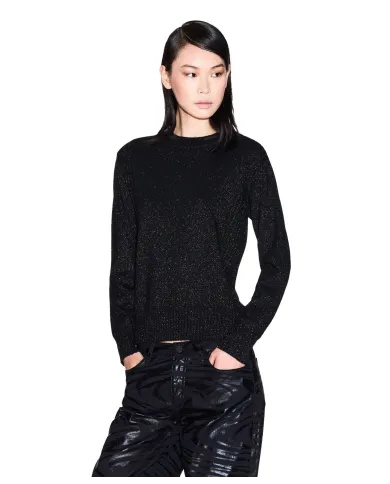 ARMANI EXCHANGE Maglia Donna XW001164AF16181 AI 25/26 regular fit con dettagli lurex MC026 Black/ Silver