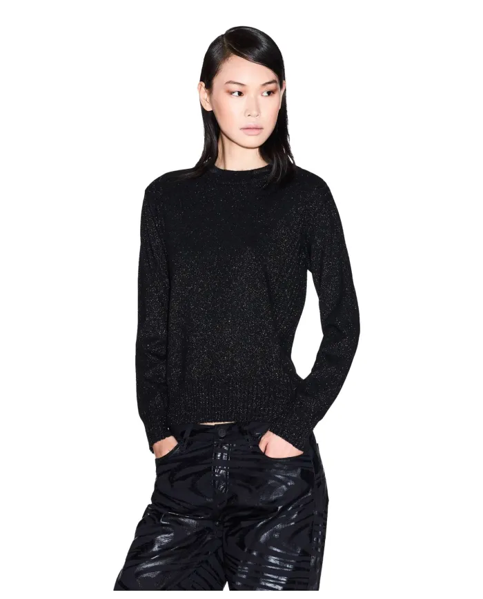 ARMANI EXCHANGE Maglia Donna XW001164AF16181 AI 25/26 regular fit con dettagli lurex MC026 Black/ Silver