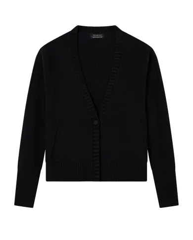 ARMANI EXCHANGE Cardigan Donna XW001304AF16552 AI 25/26 asimmetrico con bottone UC001 BLACK