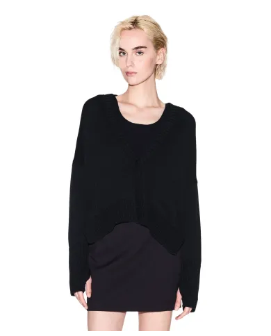 ARMANI EXCHANGE Cardigan Donna XW001304AF16552 AI 25/26 asimmetrico con bottone UC001 BLACK