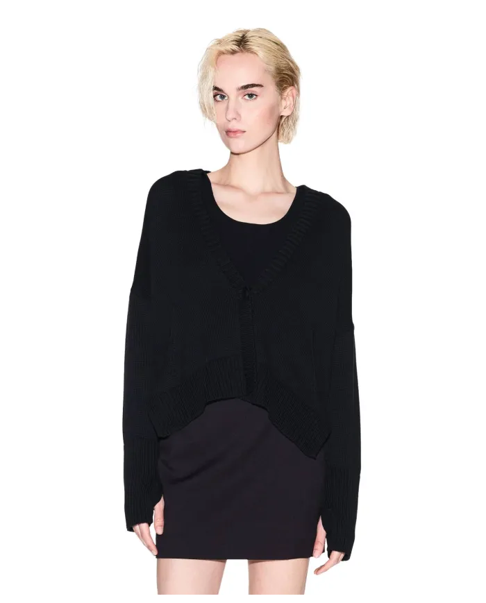 ARMANI EXCHANGE Cardigan Donna XW001304AF16552 AI 25/26 asimmetrico con bottone UC001 BLACK