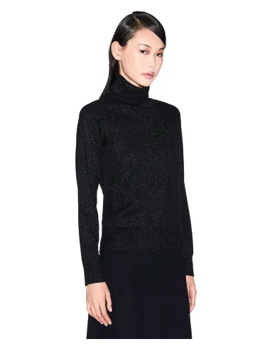 ARMANI EXCHANGE Dolcevita Donna XW001321AF16181 AI 25/26 con dettagli lurex MC026 Black/ Silver