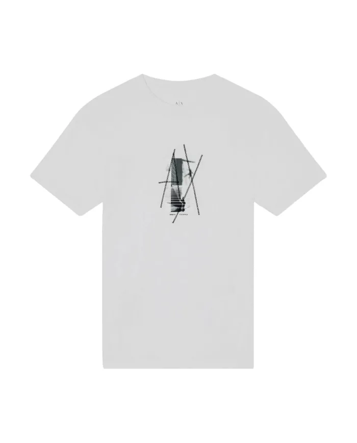 ARMANI EXCHANGE T-Shirt Uomo XM001440AF10358 AI 25/26 girocollo con stampa logo grafica U0009 OFF WHITE
