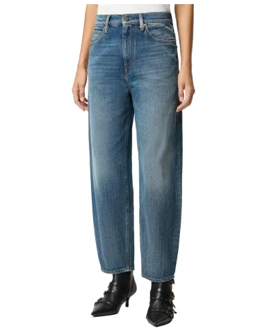 PINKO Jeans Donna 103857A2RQ ESTELLE AI 25/26 balloon-fit con ricamo tasca posteriore. PJC DENIM MEDIO